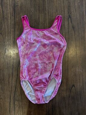 GK Elite Leotard Womens Adult Medium Pink Holographic Gymnastics